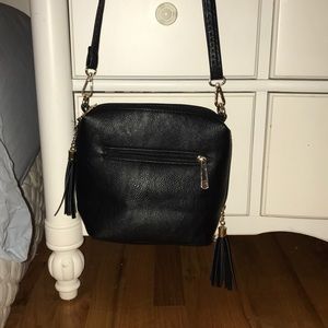 Small black leather bag